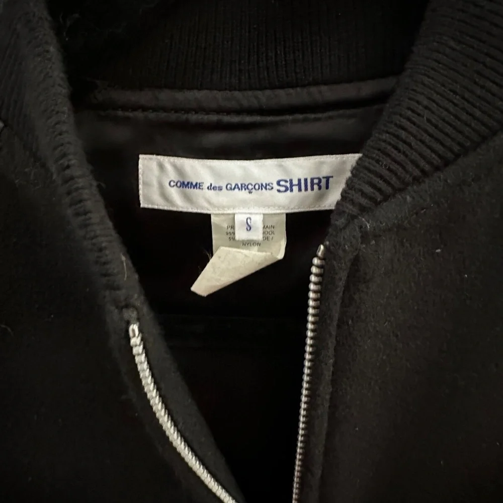Comme Des Garcons Shirt Faux Leather Sleeves  Bomber Jacket size S